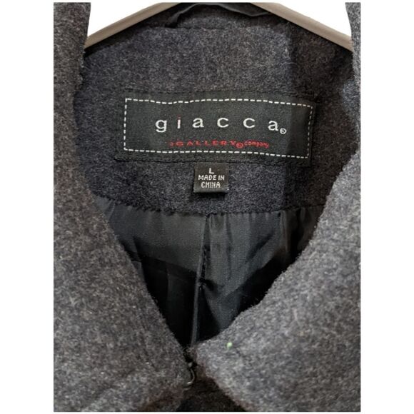 Giacca Women's Charcoal Grey Buttoned Wool Coat Size L - Picture 3 of 10